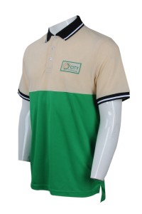 P840 來樣訂做短袖反光Polo恤 自訂撞色款反光Polo恤 Polo恤生產商    米黃色撞綠色，黑色領、袖口